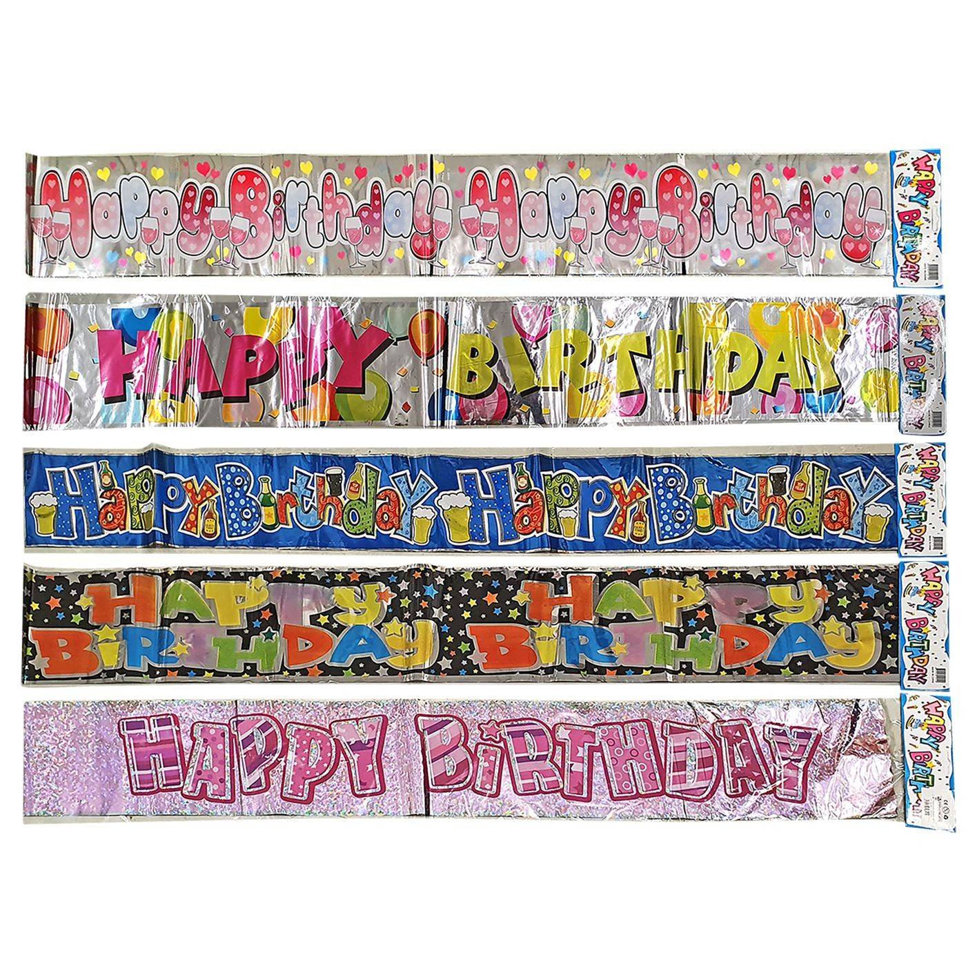17-6 Happy Birthday Μεταλλιζέ 180x12cm χονδρική, Ψιλικά χονδρική