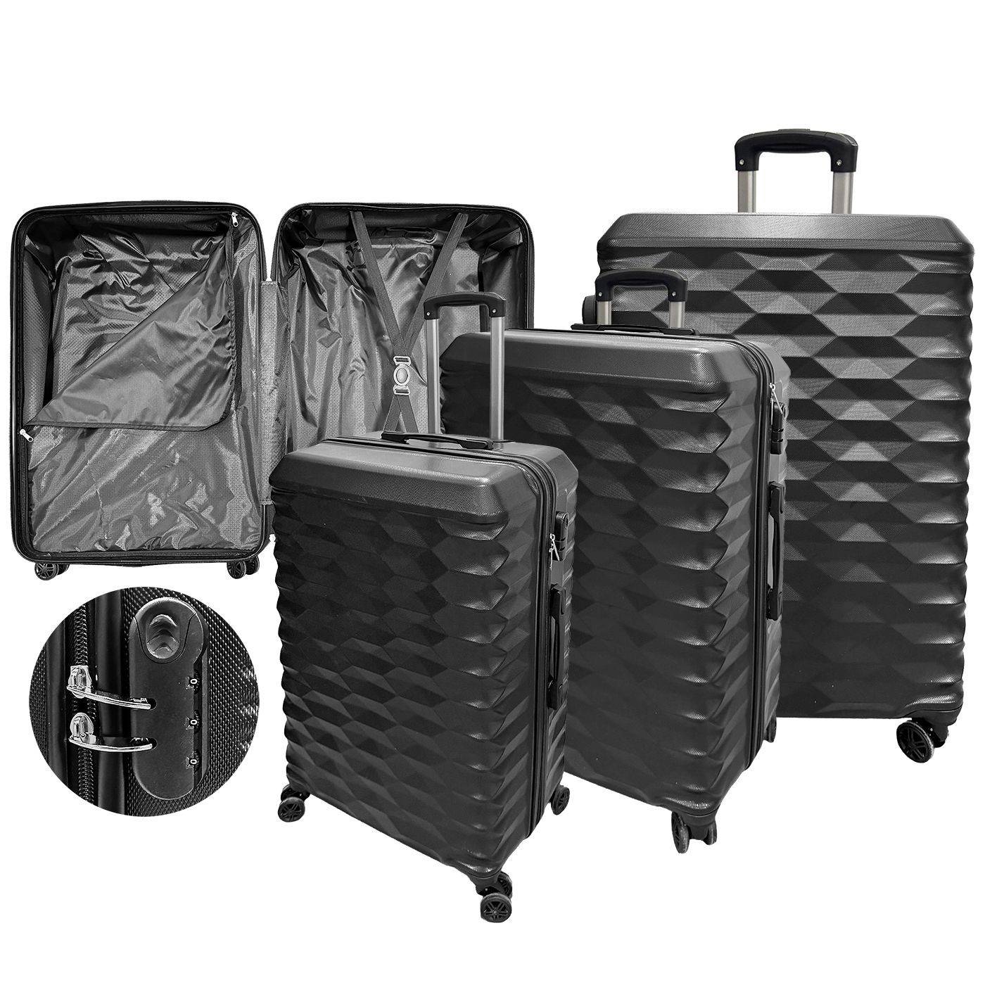 20-743 Βαλίτσες abs σετ=3τεμ 55x35x20cm 65x40x24cm 74x45x29cm χονδρική, Αξεσουάρ-Ομορφιά & Υγιεινή χονδρική