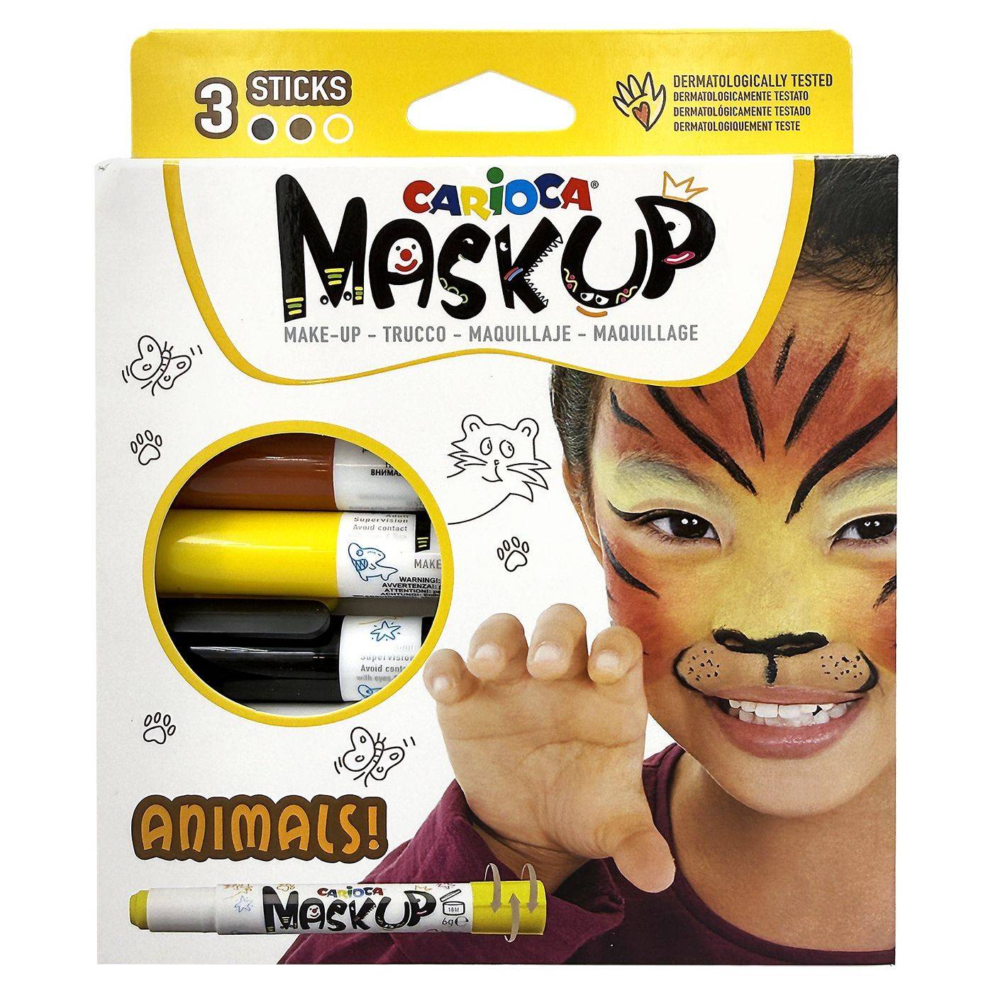 3-2167 Βαφές Προσώπου 3τεμ Carioca Maskup (Καφέ-Κίτρινο-Μαύρο)  χονδρική, Αποκριάτικα χονδρική