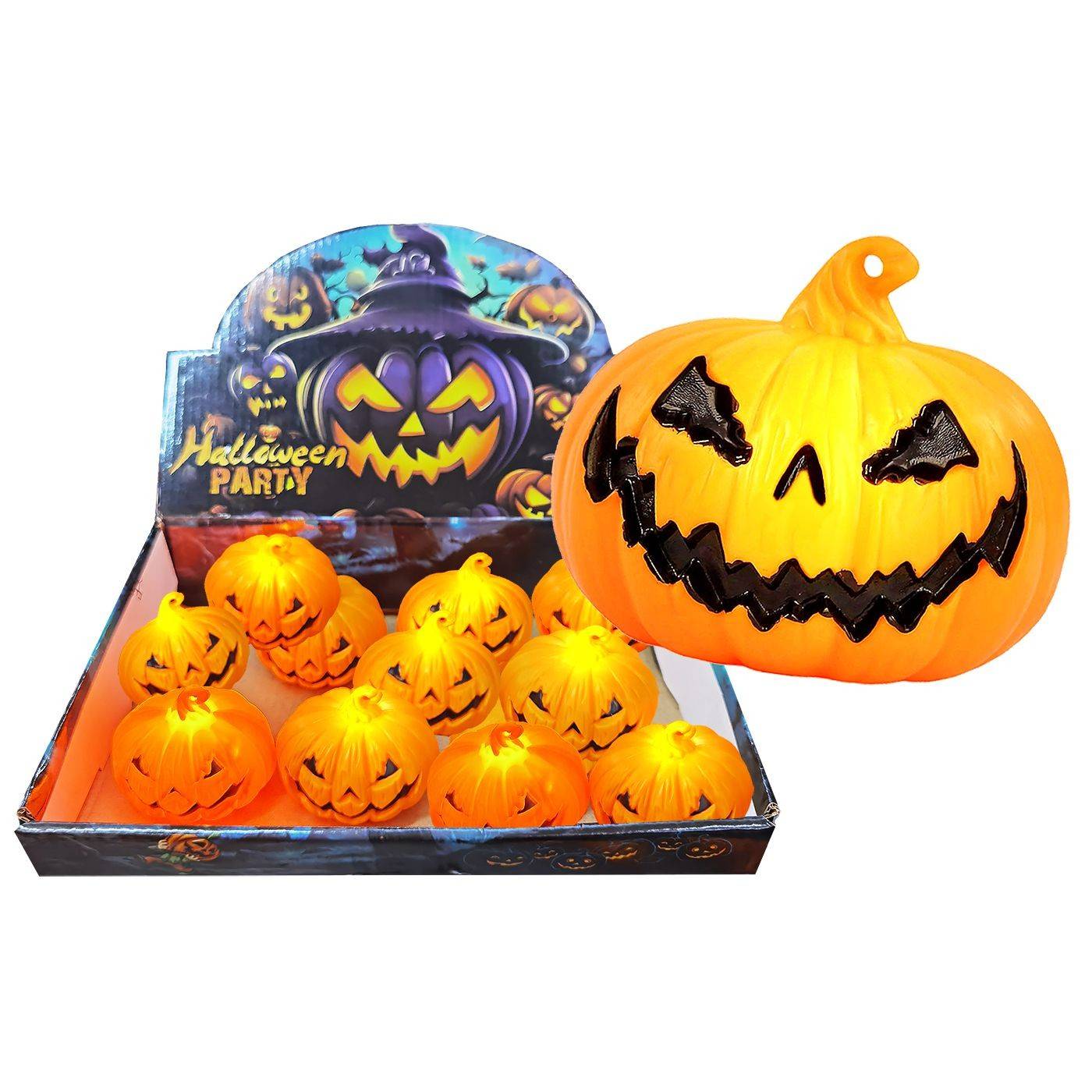 3-2492 Κολοκύθα με φως 6x5cm χονδρική, Halloween χονδρική