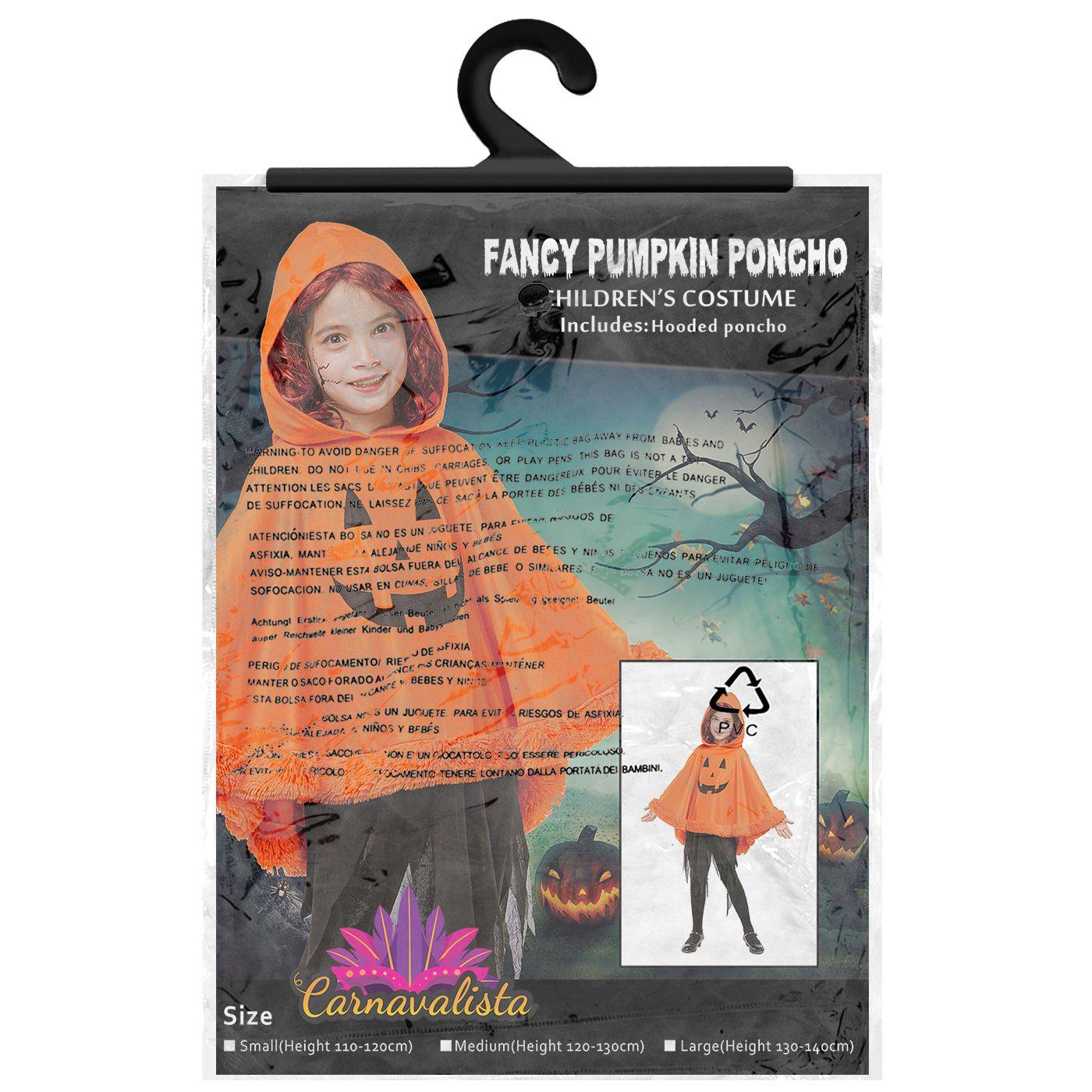 3-2521 Στολή Παιδικη Πόντσο Κολοκύθα Halloween  χονδρική, Halloween χονδρική