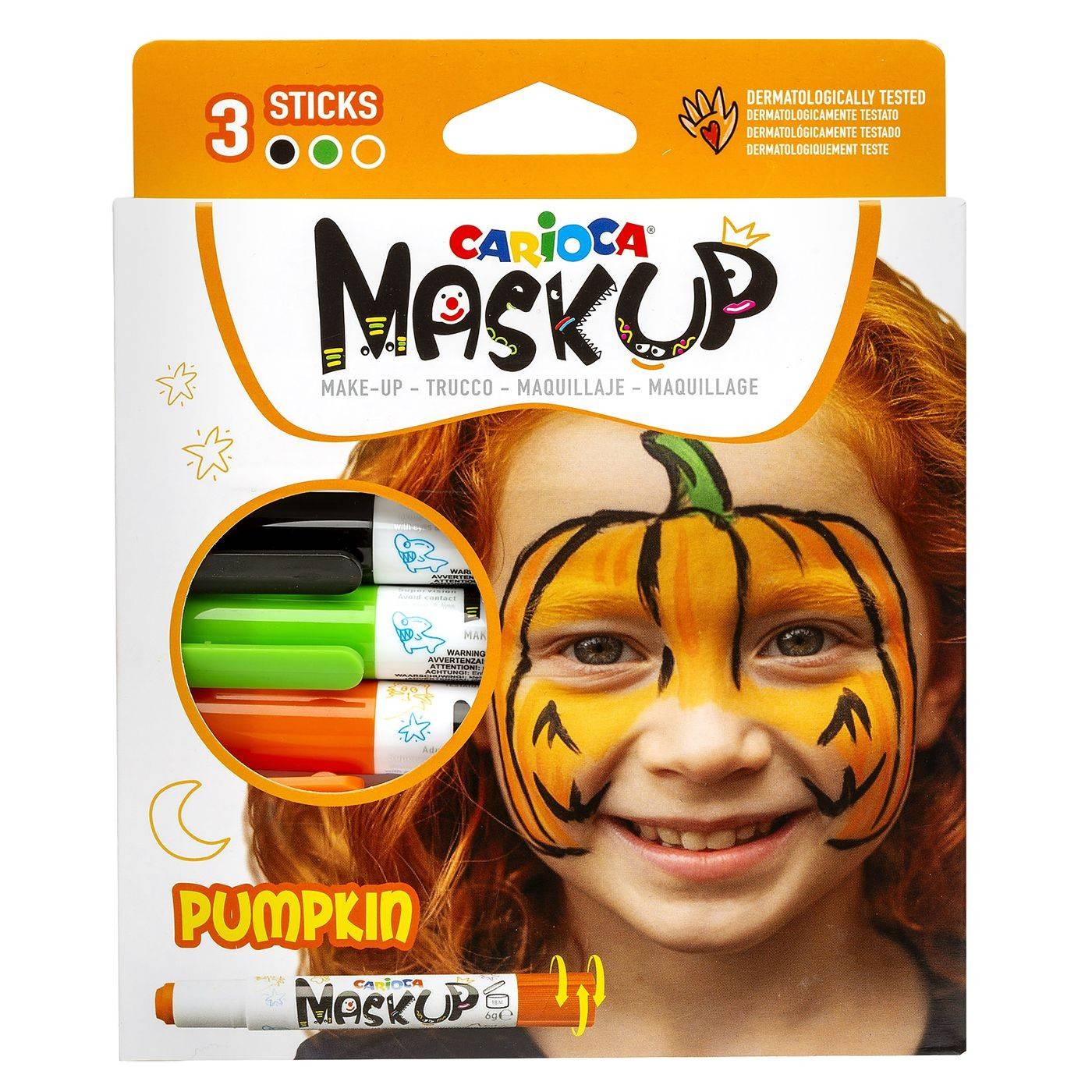 3-2749 Βαφές Προσώπου 3τεμ Carioca Maskup (Πορτοκαλί-Πράσινο-Μαύρο)  χονδρική, Αποκριάτικα χονδρική