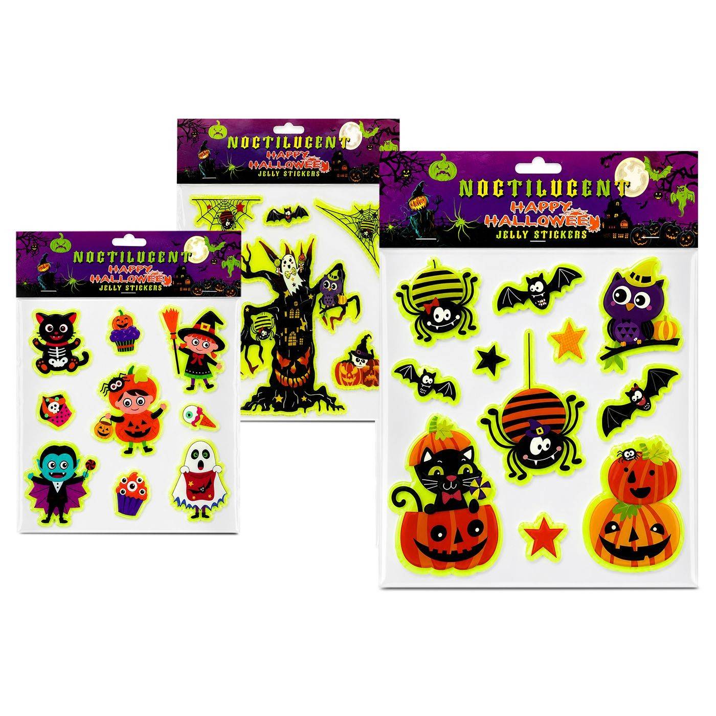 3-2760 Αυτοκόλλητα 3D Φωσφοριζέ Halloween σετ=9 τεμ 24x20cm χονδρική, Halloween χονδρική