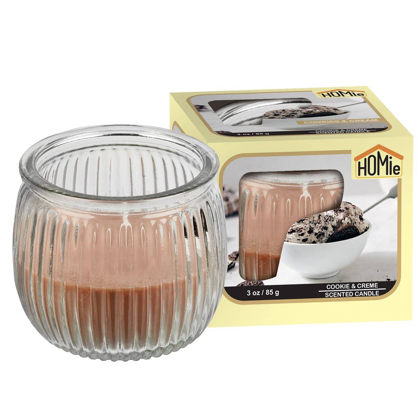 37-447 Κερί Cookies and Cream σε Βάζο 21h 85gr Net, 7x6,5cm χονδρική, Δώρα χονδρική