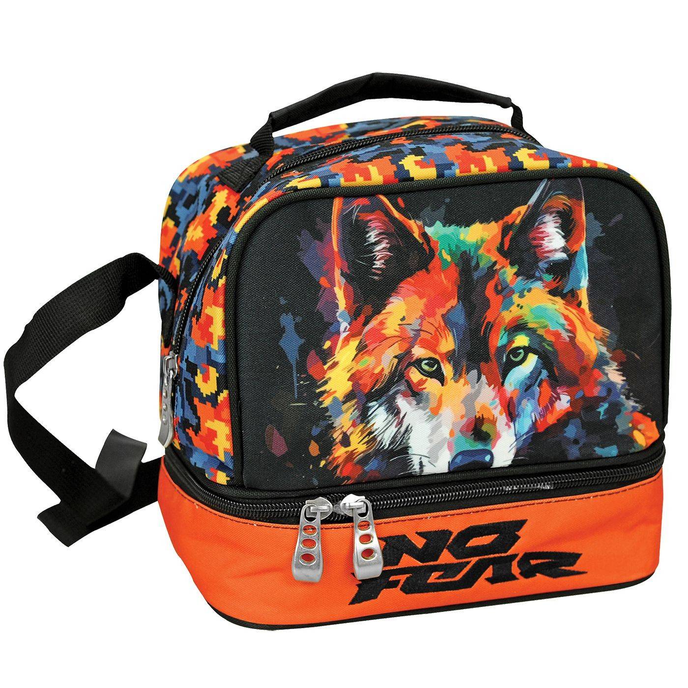 50-3676 Ισοθερμικό Τσαντάκι Φαγητού no Fear Colored Wolf 21x20x15cm 5lt χονδρική, Σχολικά χονδρική