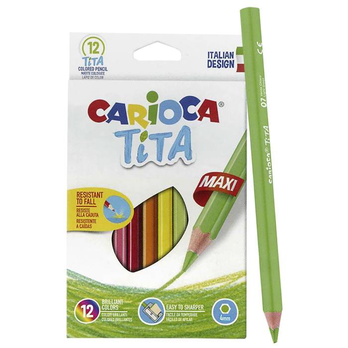 60-390 Ξυλομπογιά Carioca Jumbo σετ=12χρωματα  χονδρική, Σχολικά χονδρική