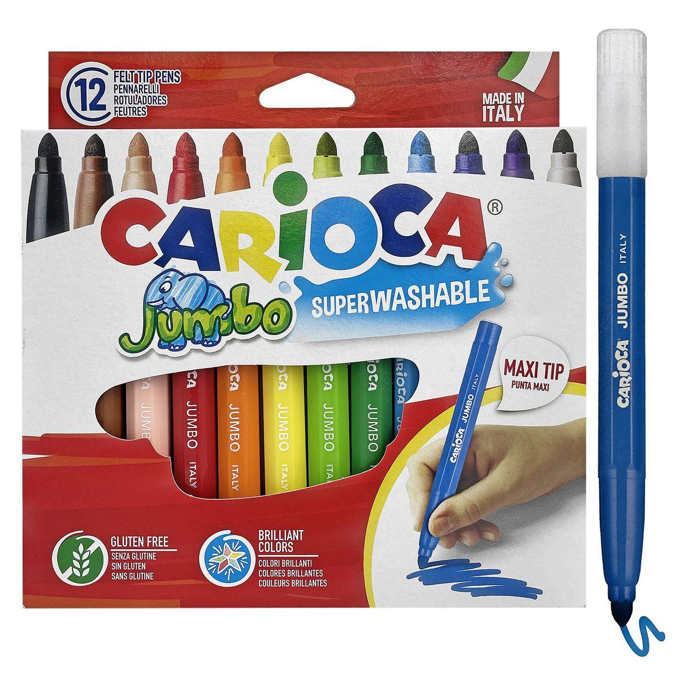 60-52 Μαρκαδόροι Carioca Jumbo 6mm σετ=12 Χρώματα  χονδρική, Σχολικά χονδρική
