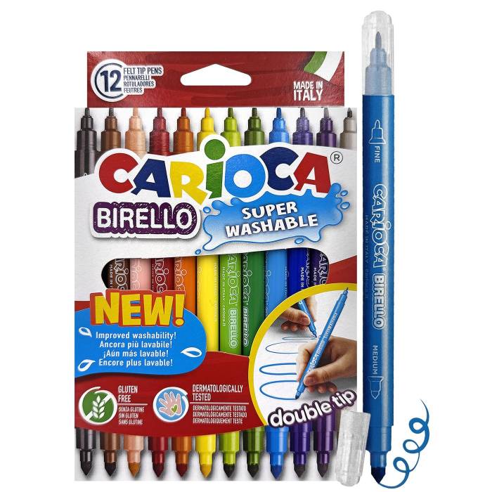 60-676 Μαρκαδόροι Διπλοί Carioca Birello 2,6 & 4,7mm σετ=12 Χρώματα  χονδρική, Σχολικά χονδρική