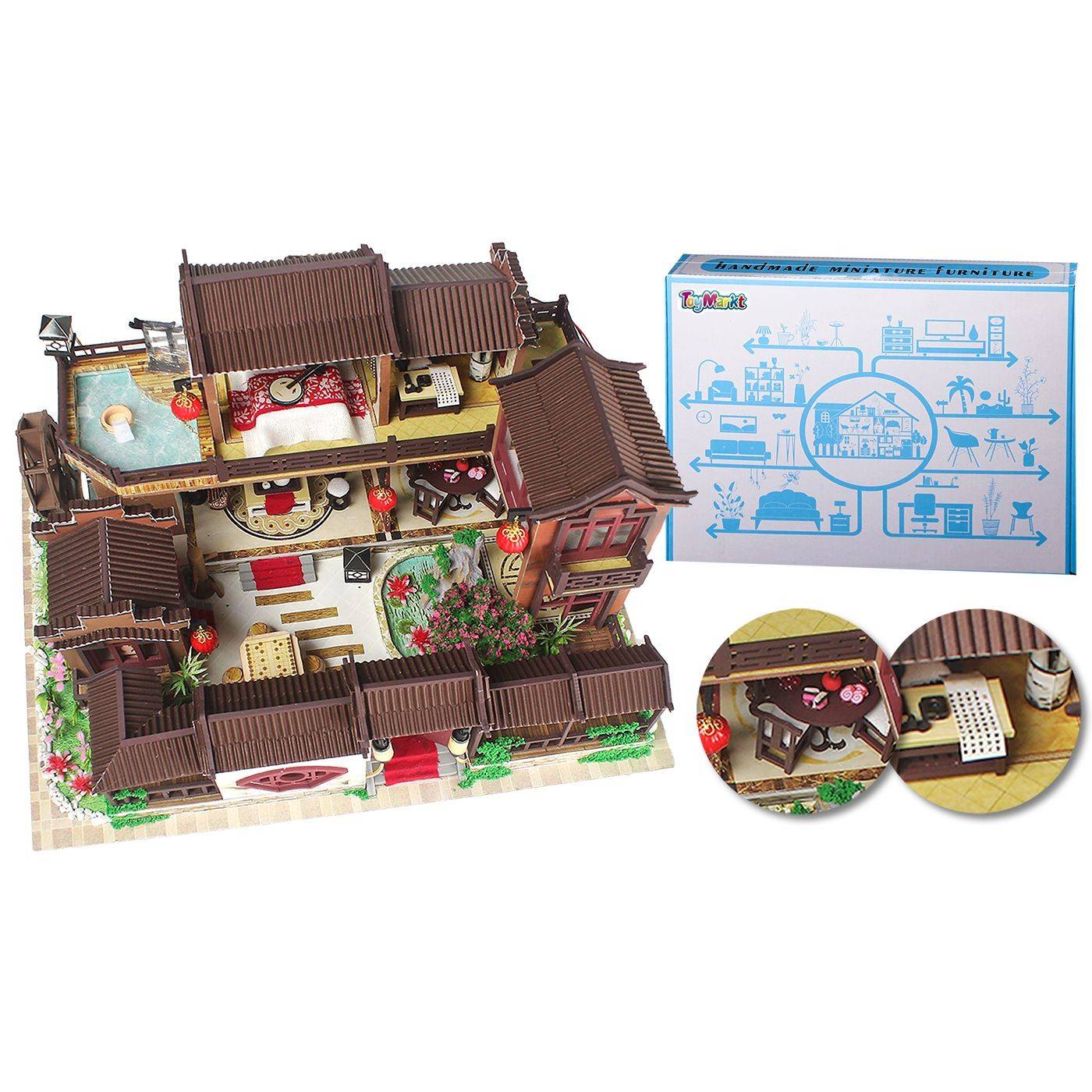 77-1101 Villa Datang Town άπω Ανατολής diy Κατασκευή με φως Συναρμολογημένο: 32x24x17cm χονδρική, Παιχνίδια χονδρική