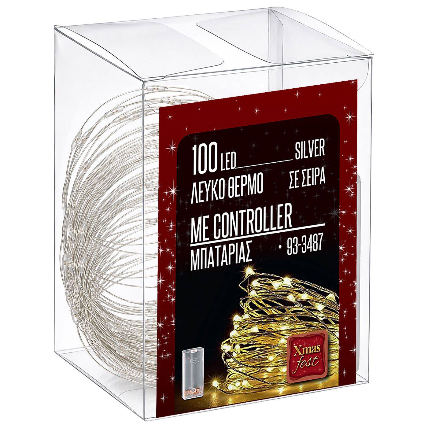93-3487 100 Λαμπάκια LED Copper Μπαταρίας Λευκό Θερμό σε Σειρά με Controller IP20 10,3m χονδρική, Χριστουγεννιάτικα χονδρική