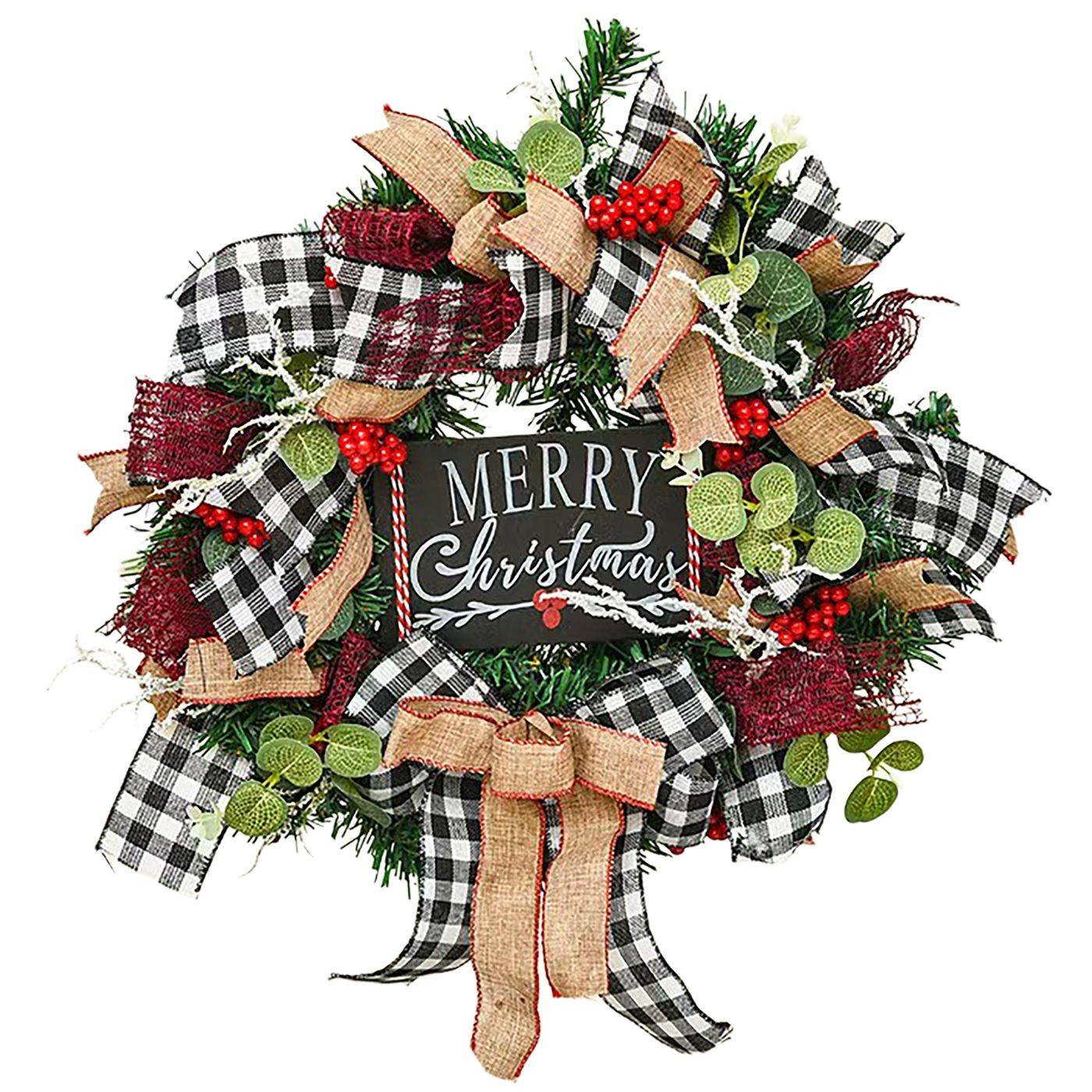 93-3947 Στεφάνι Χριστουγεννιάτικο Πίνακας Merry Christmas ø30cm χονδρική, Χριστουγεννιάτικα χονδρική