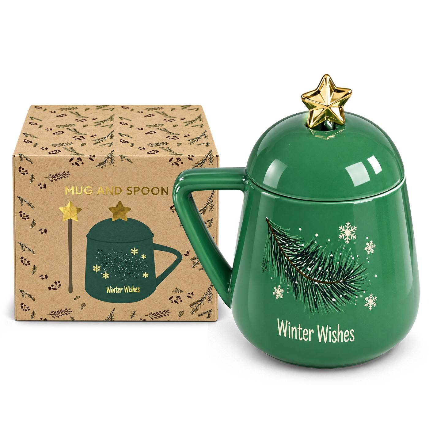 93-3978 Κούπα Πορσελανης Xmas με Καπάκι 14x9,5cm 400ml χονδρική, Χριστουγεννιάτικα χονδρική