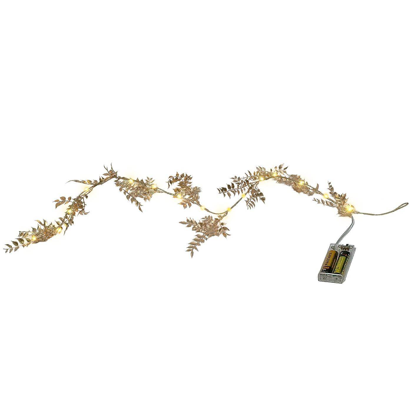 93-4050 Γιρλάντα με Χρυσά Φύλλα16 LED Copper Μπαταρίας Σταθερά 1,8m χονδρική, Χριστουγεννιάτικα χονδρική