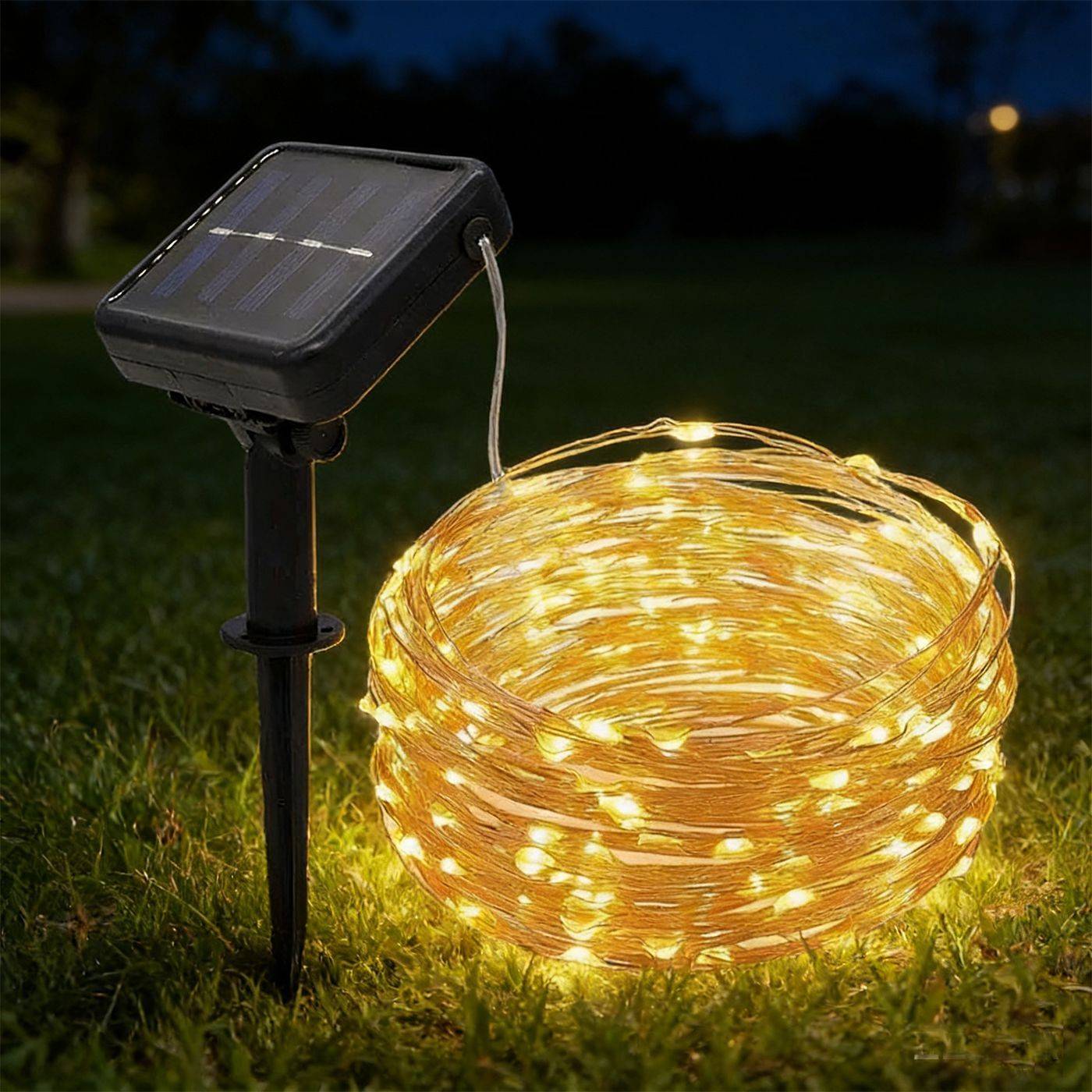 93-4055 200 Λαμπάκια LED Copper Ηλιακά Λευκό Θερμό με Controller IP44 20,5m χονδρική, Χριστουγεννιάτικα χονδρική