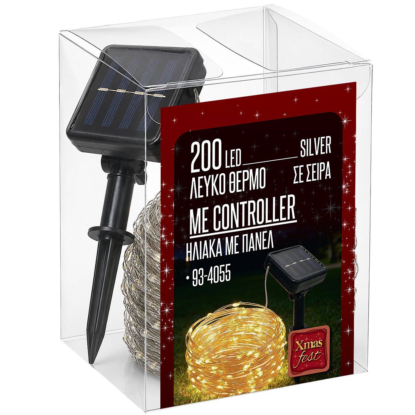 93-4055 200 Λαμπάκια LED Copper Ηλιακά Λευκό Θερμό με Controller IP44 20,5m χονδρική, Χριστουγεννιάτικα χονδρική