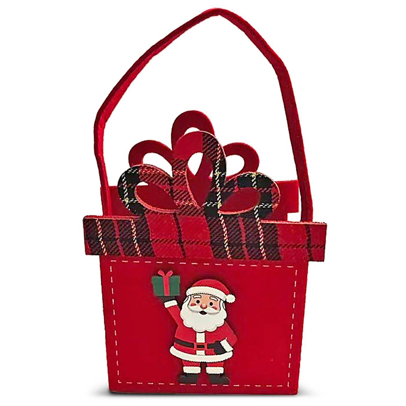93-4239 Τσόχινο Καλάθι Xmas με Ξύλινα Decor 20x12x7cm χονδρική, Χριστουγεννιάτικα χονδρική