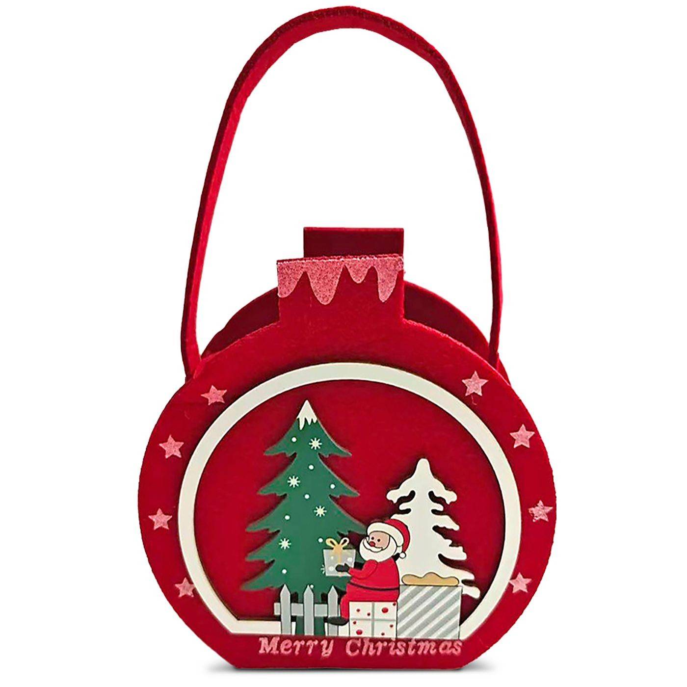 93-4242 Τσόχινο Καλάθι Xmas με Ξύλινα Decor 20x12x7cm χονδρική, Χριστουγεννιάτικα χονδρική