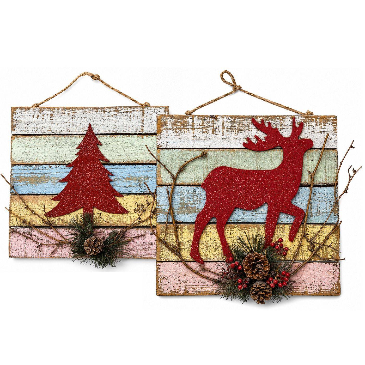 93-4277 Πινακίδα Xmas Ξύλινη Κρεμαστή 30x31cm χονδρική, Χριστουγεννιάτικα χονδρική