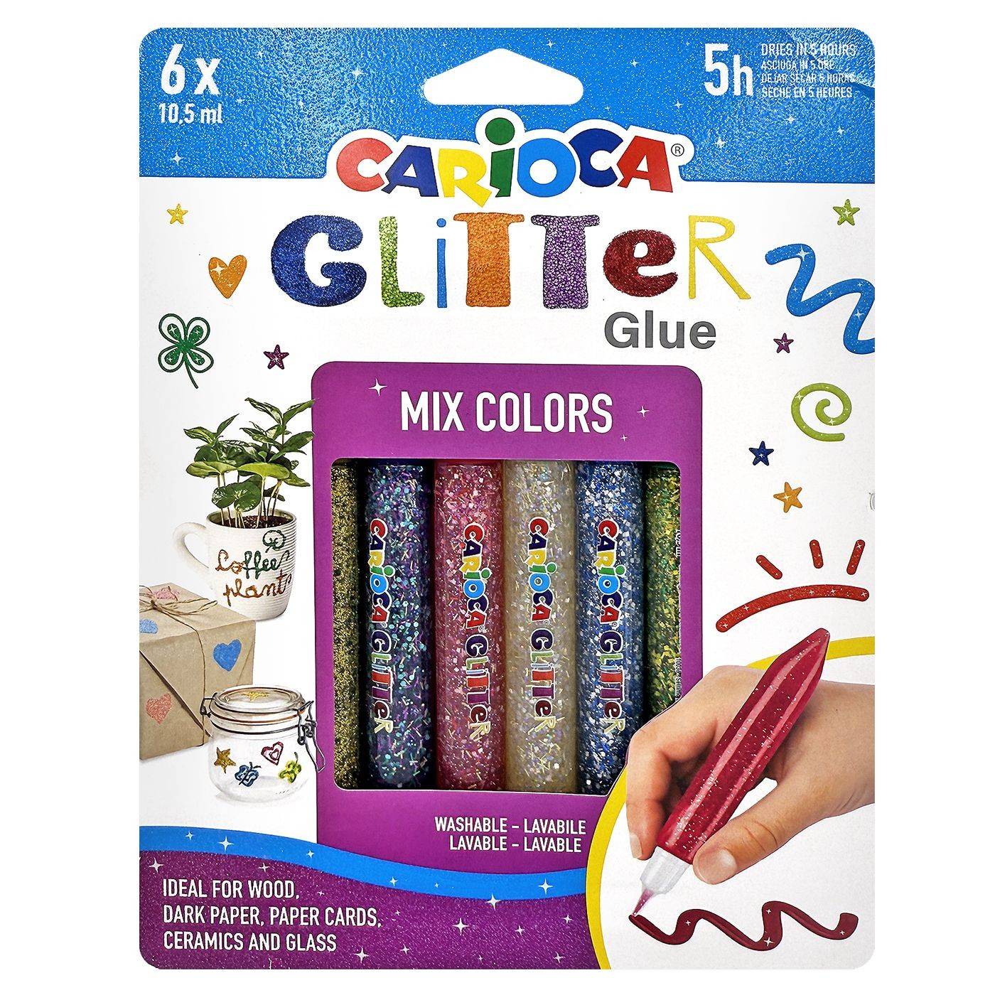 96-410 Κόλα Glitter Multi σετ=6τ Carioca 6x10,5ml χονδρική, Χριστουγεννιάτικα χονδρική