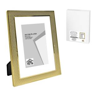 12-2054 Κορνίζα Ατσάλινη με Χρυσή Πλέξη 13x18cm , Δώρα