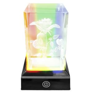 22-3095 Κρύσταλλος Τριαντάφυλλο Love σε Βάση RGB 10,5x6,5x6,5cm , Βαλεντίνου