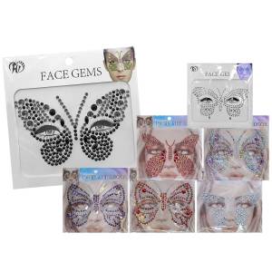 3-2465 Αυτοκόλλητα Προσώπου Πεταλούδα Face Gems 17x17cm , Αποκριάτικα
