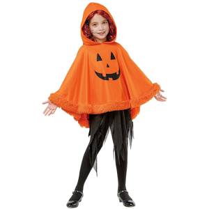 3-2521 Στολή Παιδικη Πόντσο Κολοκύθα Halloween  , Halloween