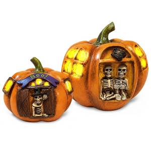 3-2826 Κολοκύθα Polyresin με Παραστάσεις & φως ø15x12cm , Halloween