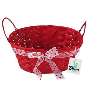 73-1233 Καλάθι Μπαμπού Οβάλ με Φιόγκο 23x18x10cm , Πασχαλινά