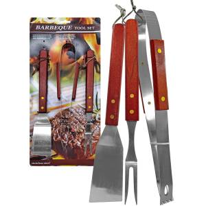 81-1078 Εργαλεία bbq με Ξύλινη Λαβή σετ=3 τεμ 33cm , Πασχαλινά