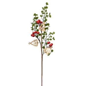 93-3306 Κλωνάρι με γκι και Ξύλινα Δεντράκια 57x18cm , Χριστουγεννιάτικα