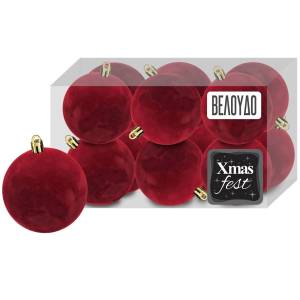 93-3549 Μπάλες Βελούδινες Μπορντώ πακ=12τεμ φ4 ø4cm , Χριστουγεννιάτικα