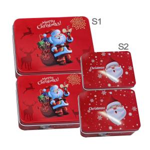 93-3664 Κουτιά Μεταλλικά Xmas σετ=2 τεμ Ορθογώνια 14x10x4cm & 12x9x3,5cm , Χριστουγεννιάτικα