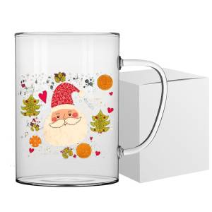 93-3860 Κούπα Γυάλινη Borosilicate Άγιος Βασίλης 380ml , Χριστουγεννιάτικα