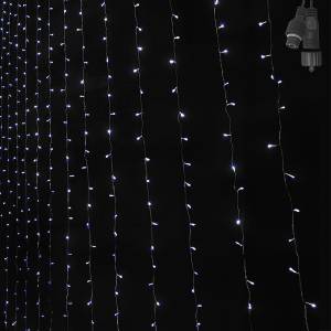 93-3867 100 Λαμπάκια LED Λευκό Ψυχρό Κουρτίνα με Επέκταση & Προγράμματα IP44 90x80cm (δεν Περιέχεται ο Μετασχηματιστής) , Χριστουγεννιάτικα