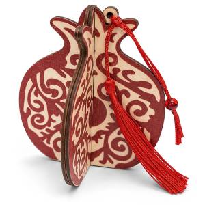 93-3994 Ρόδι Ξύλινο 3D Κρεμαστό 11x9,5cm , Χριστουγεννιάτικα