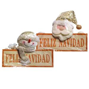 93-4026 Πινακίδα Feliz Navidad με Πάνινη Φιγούρα 36x28cm , Χριστουγεννιάτικα