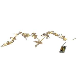 93-4050 Γιρλάντα με Χρυσά Φύλλα16 LED Copper Μπαταρίας Σταθερά 1,8m , Χριστουγεννιάτικα