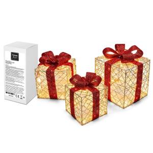 93-4051 Κουτιά Δώρου 3τεμ. με 145 LED Copper Μπαταρίας 30x25x25cm, 25x20x20cm, 20x15x15cm , Χριστουγεννιάτικα
