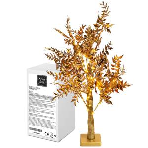 93-4053 Δέντρο με Χρυσά Φύλλα 40 LED Copper Μπαταρίας Λευκό Θερμό Σταθερά IP20 60cm , Χριστουγεννιάτικα