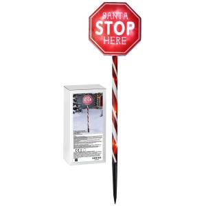 93-4068 Πινακίδα Santa Stop Here με φως 70x16x1,5cm , Χριστουγεννιάτικα