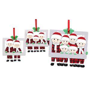 93-4213 Στολίδι Ξύλινο Κρεμαστό Santa Family 8x7cm , Χριστουγεννιάτικα