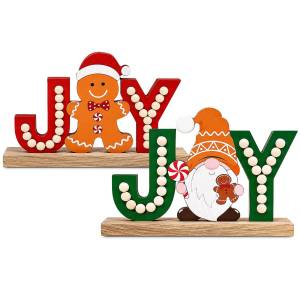 93-4232 Επιτραπέζιο Διακοσμητικό Ξύλινο Joy Beads 17x12cm , Χριστουγεννιάτικα