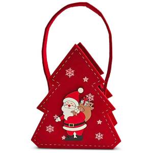 93-4240 Τσόχινο Καλάθι Xmas με Ξύλινα Decor 20x12x7cm , Χριστουγεννιάτικα