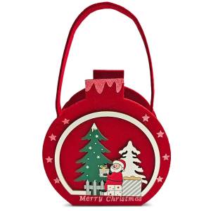 93-4242 Τσόχινο Καλάθι Xmas με Ξύλινα Decor 20x12x7cm , Χριστουγεννιάτικα