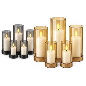 93-4270 Κεριά LED σε Κηροπήγιο σετ=5τεμ 12,5x6cm /12,5x6cm /13x7,5cm /15x7,5cm /17,5x7,5cm , Χριστουγεννιάτικα