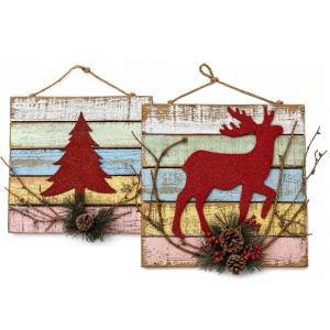 93-4277 Πινακίδα Xmas Ξύλινη Κρεμαστή 30x31cm , Χριστουγεννιάτικα