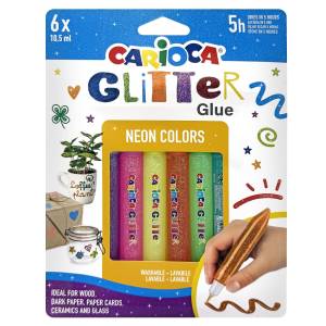 96-408 Κόλα Glitter Fluo σετ=6τεμ Carioca 6x10,5ml , Χριστουγεννιάτικα